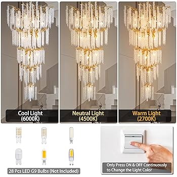 YUYI Upgraded 118'' Long Crystal Chandelier for High Ceiling